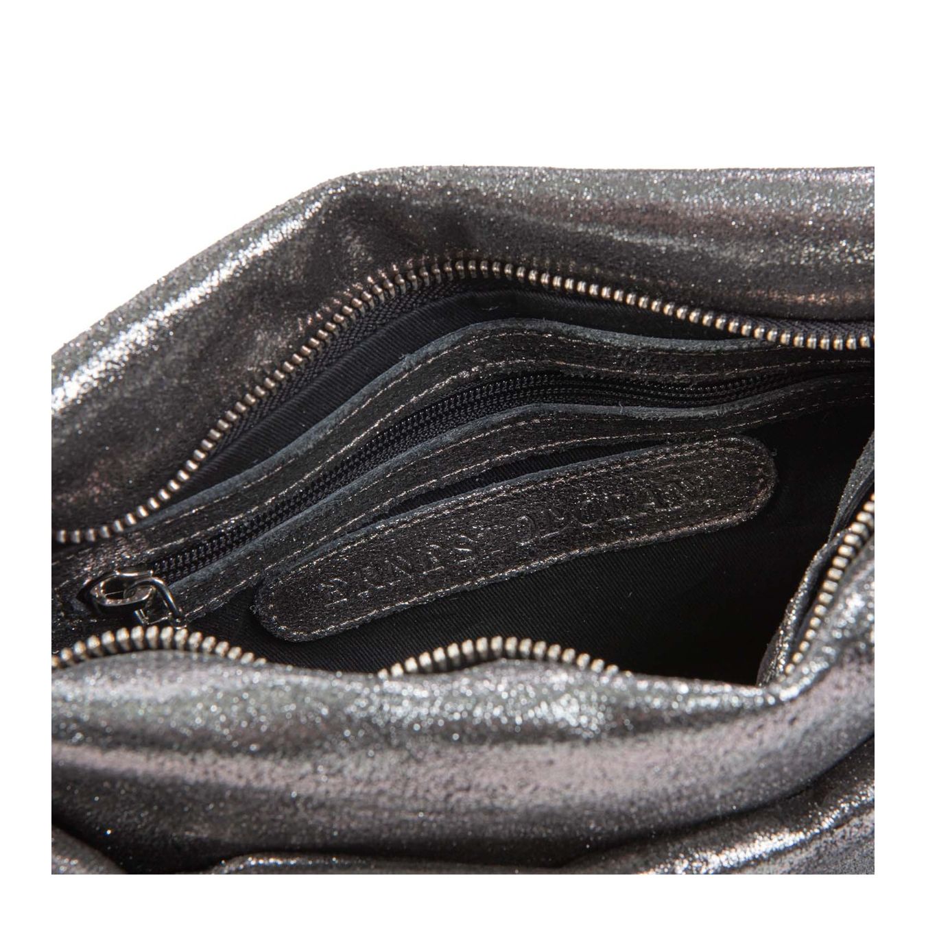 clutch TORA MINI in pelle grigio asfalt interno