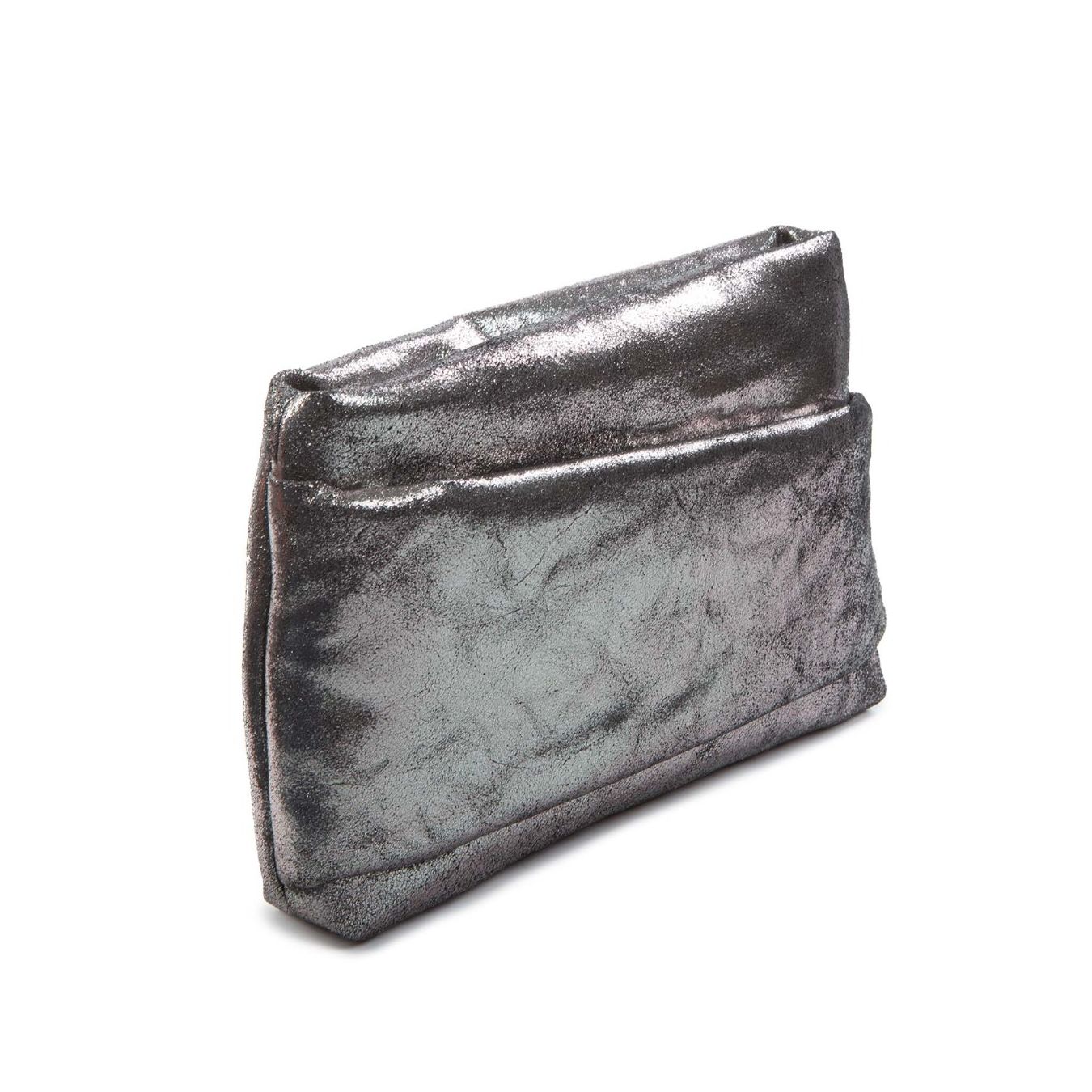 clutch TORA MINI in pelle grigio asfalt  lato