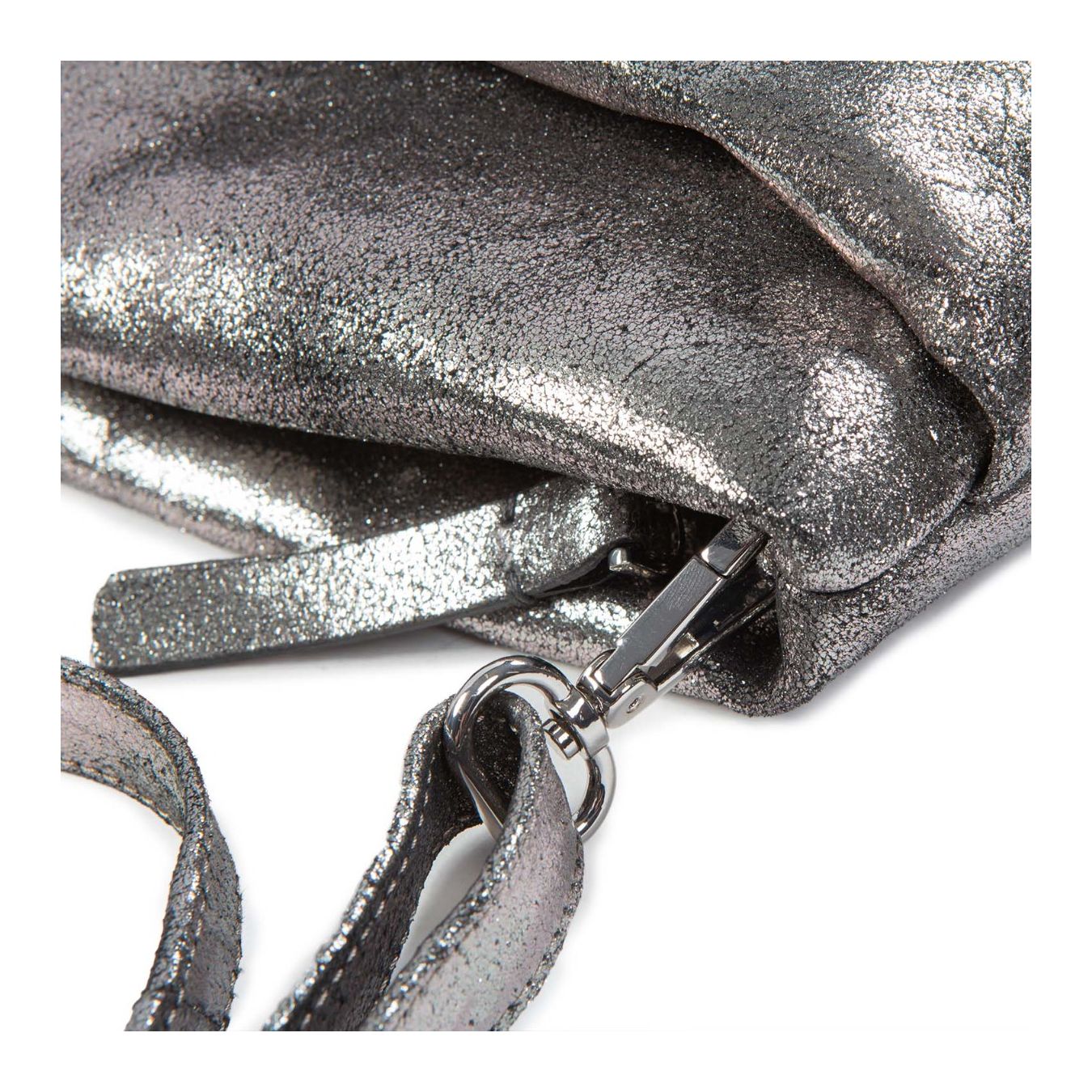 clutch TORA MINI in pelle grigio asfalt tracolla rimovibile