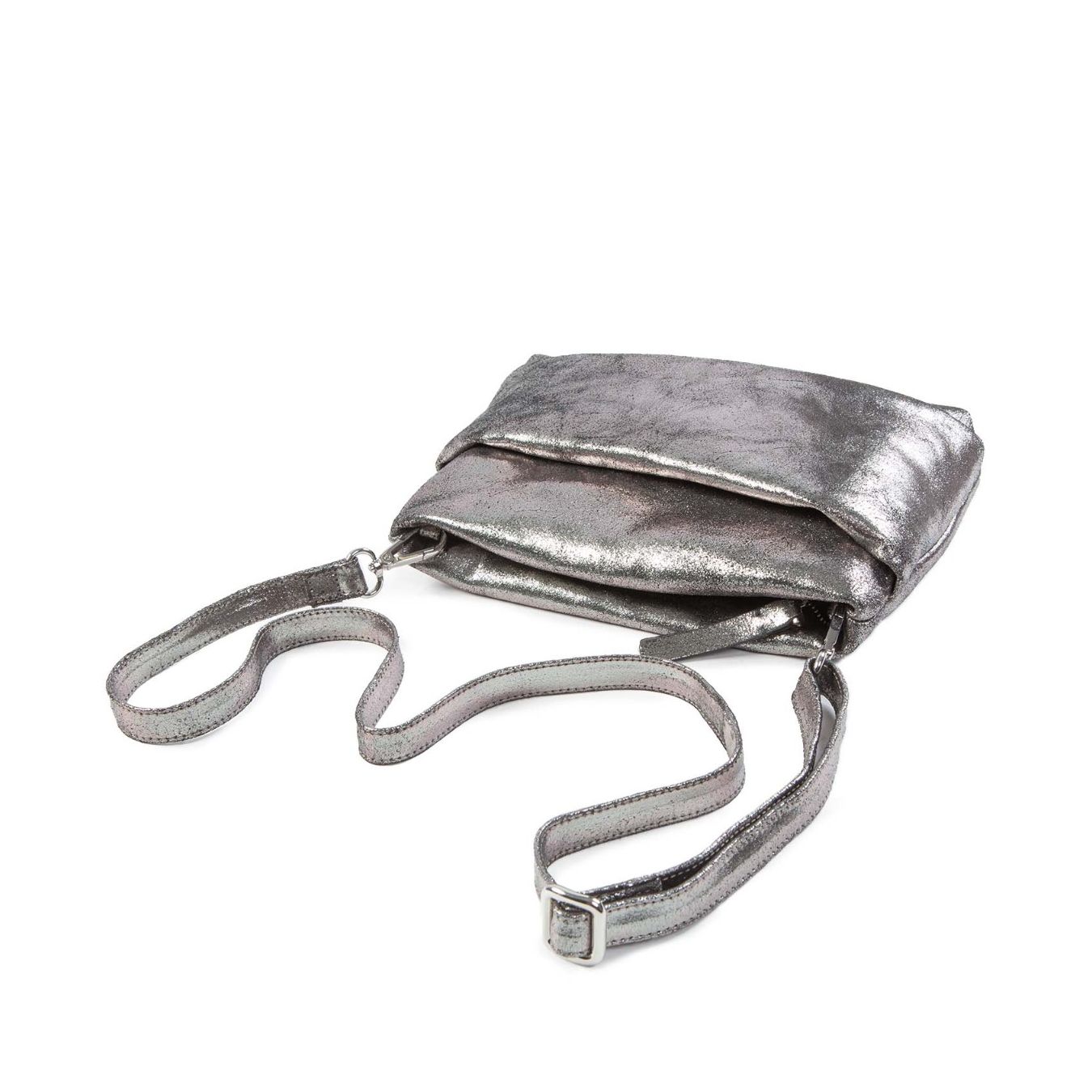 clutch TORA MINI in pelle grigio asfalt tracolla