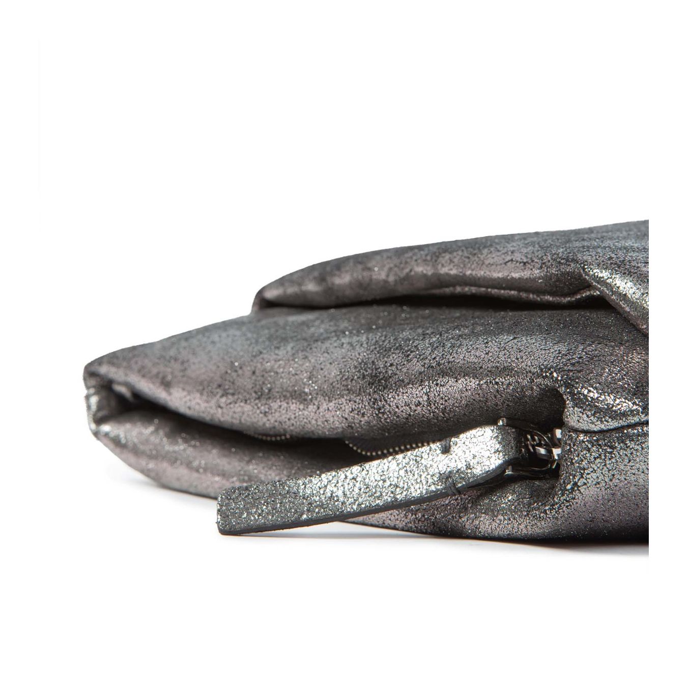 clutch TORA MINI in pelle grigio asfalt  zip