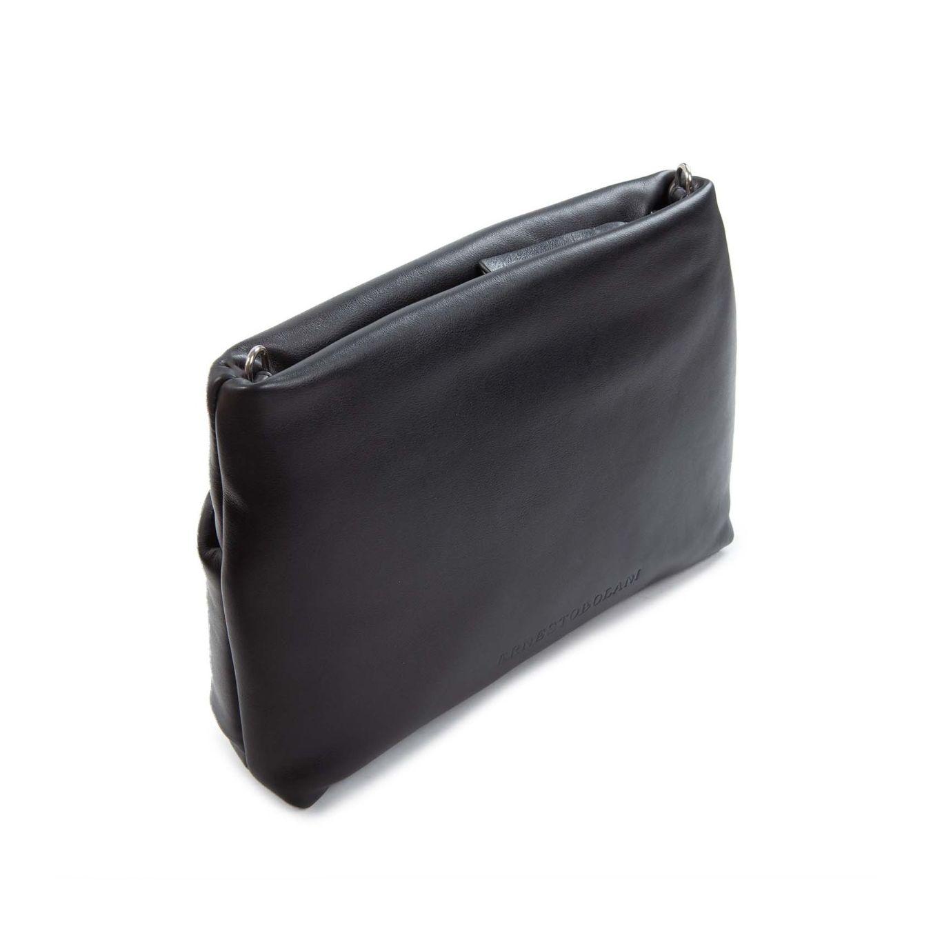 clutch TORA MINI in pelle nera  lato