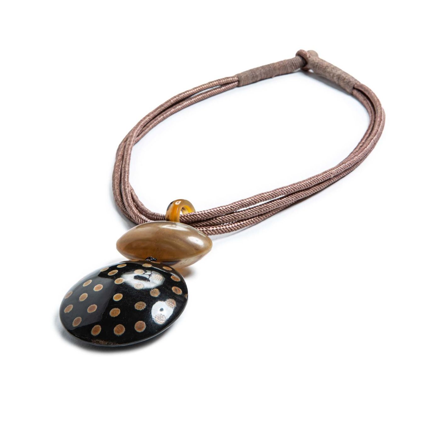collana corda rosa pendente osso
