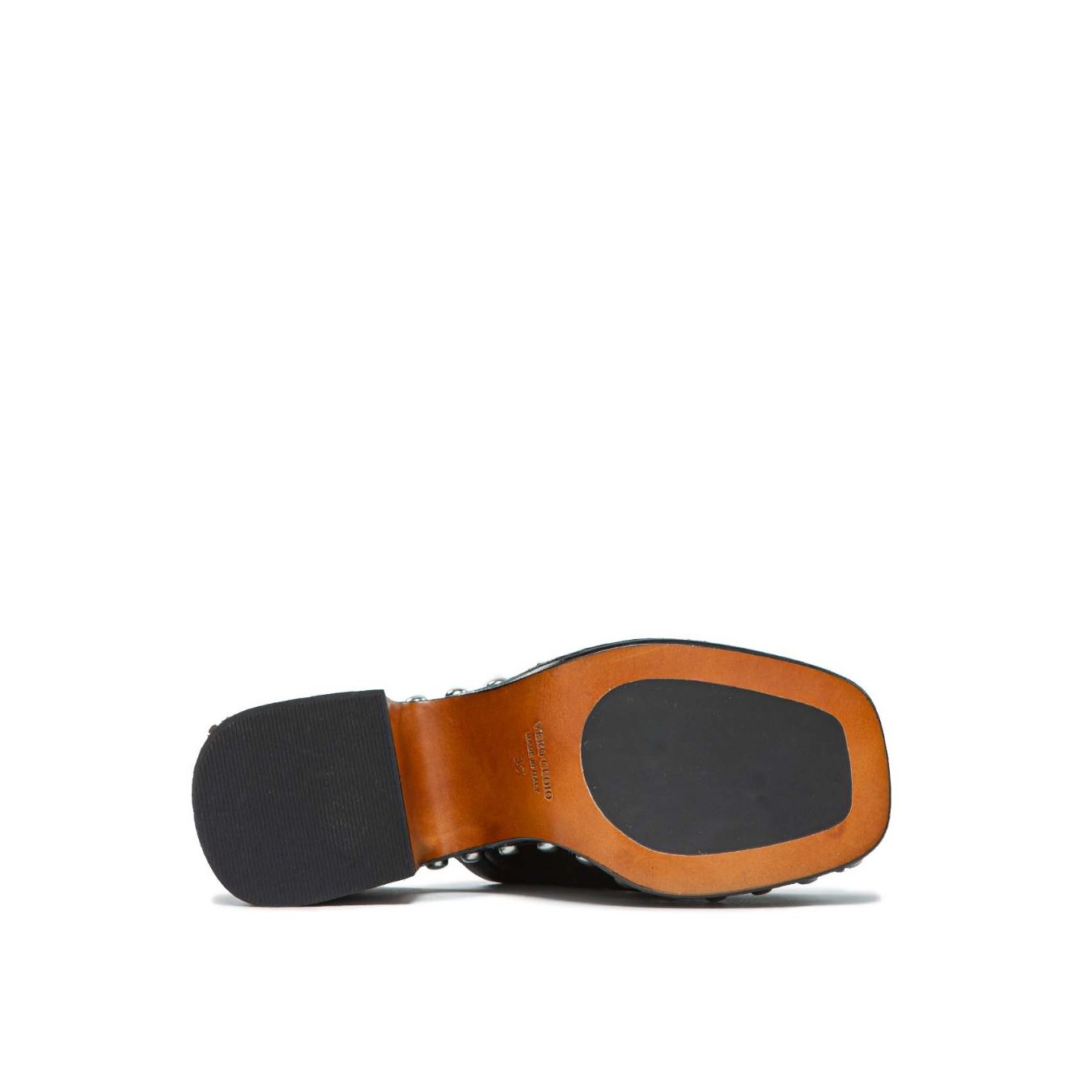 sabot con borchie in pelle nera suola sotto