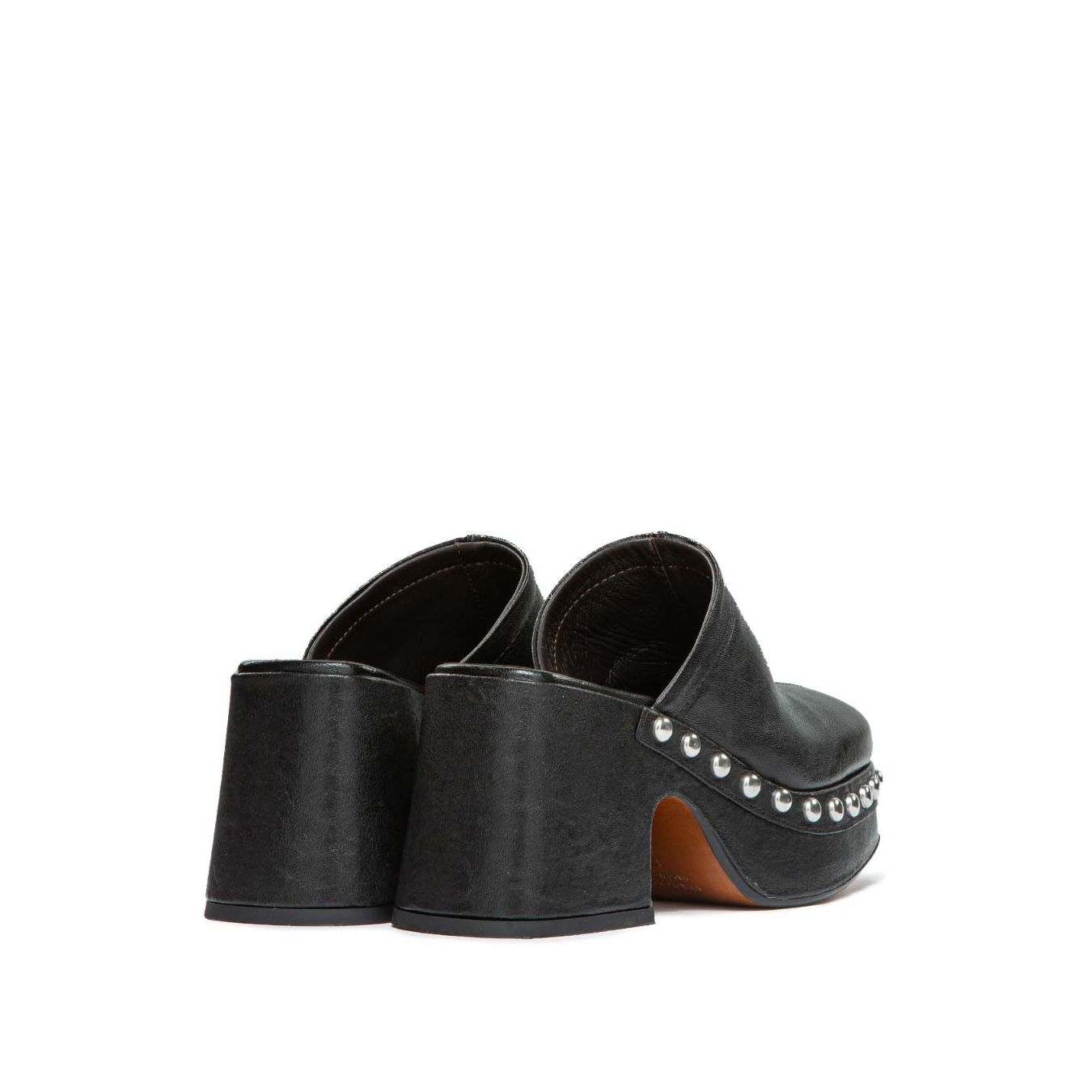 sabot con borchie in pelle nera tacco