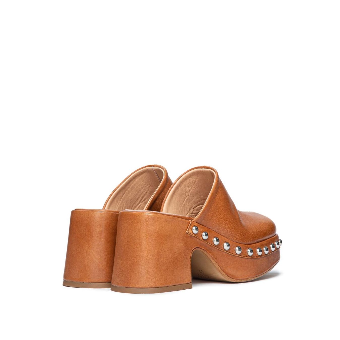 sabot con tacco in pelle