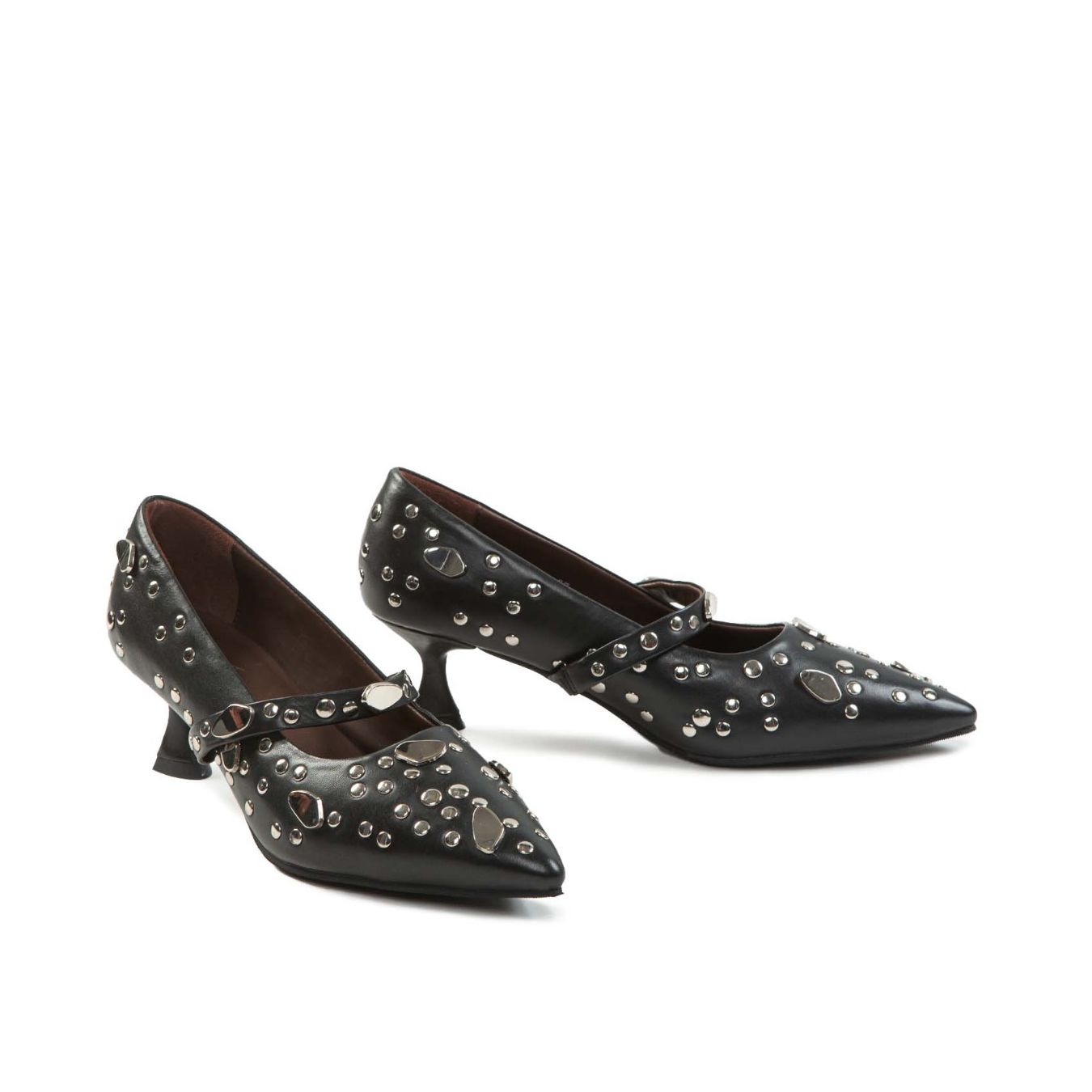 decollete borchie tacco rocchetto nero  lato