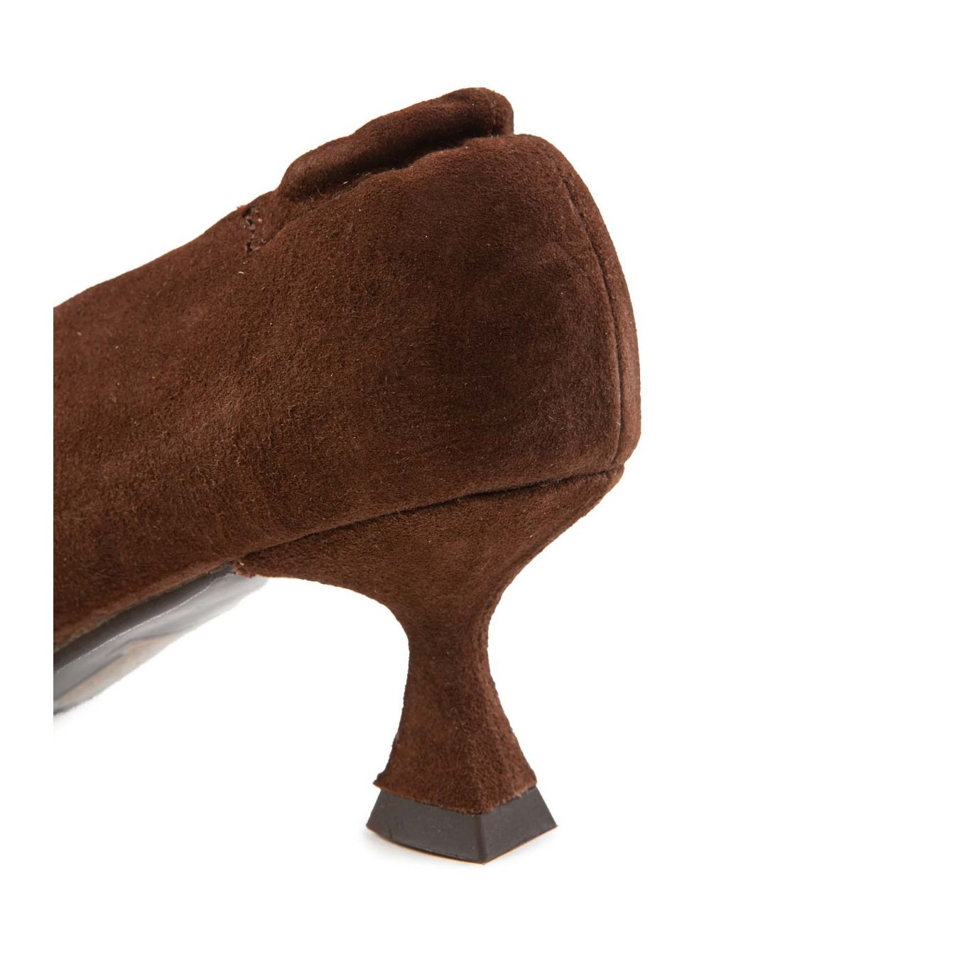 decollete SCOLLO V in camoscio marrone tacco