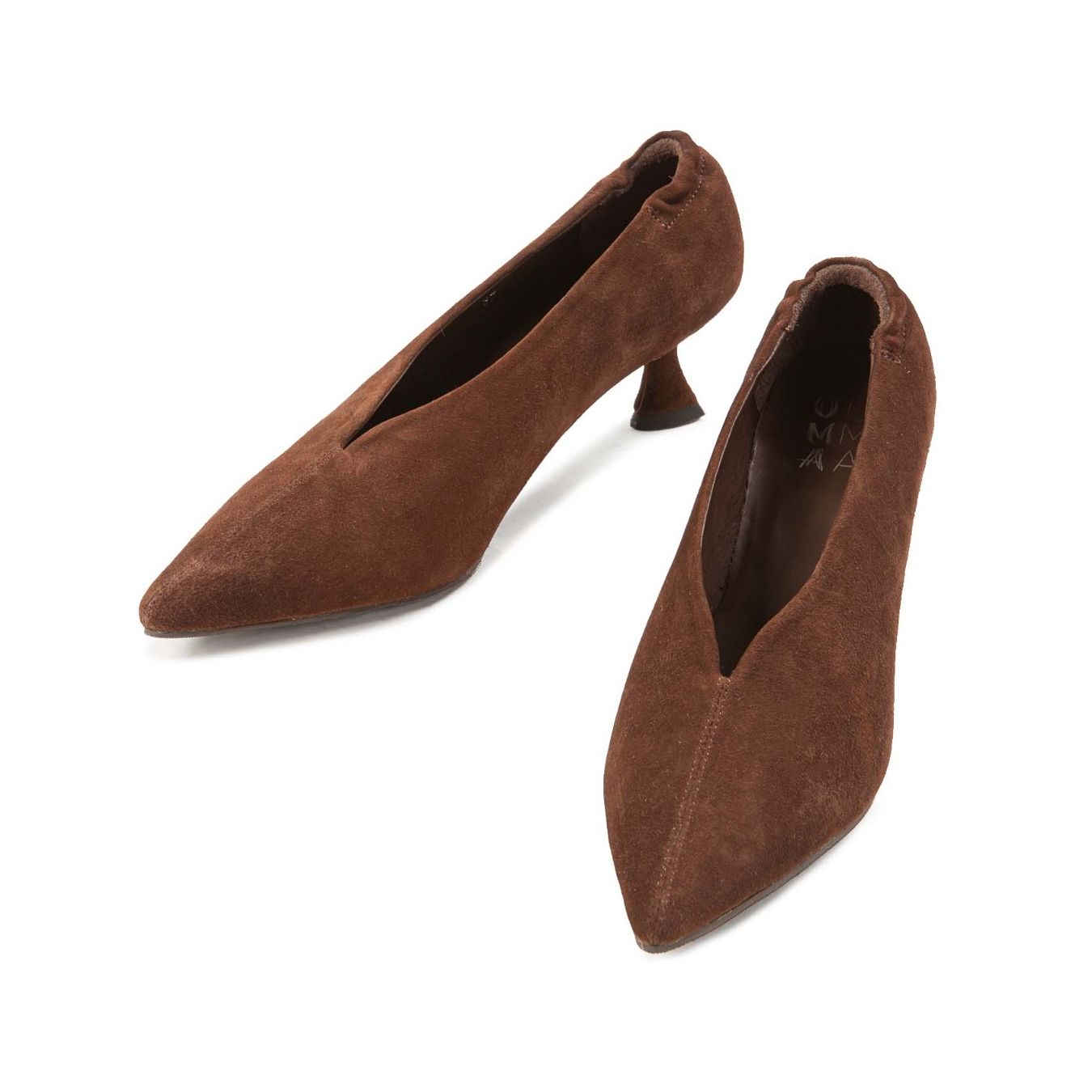 decollete SCOLLO V in camoscio marrone sopra