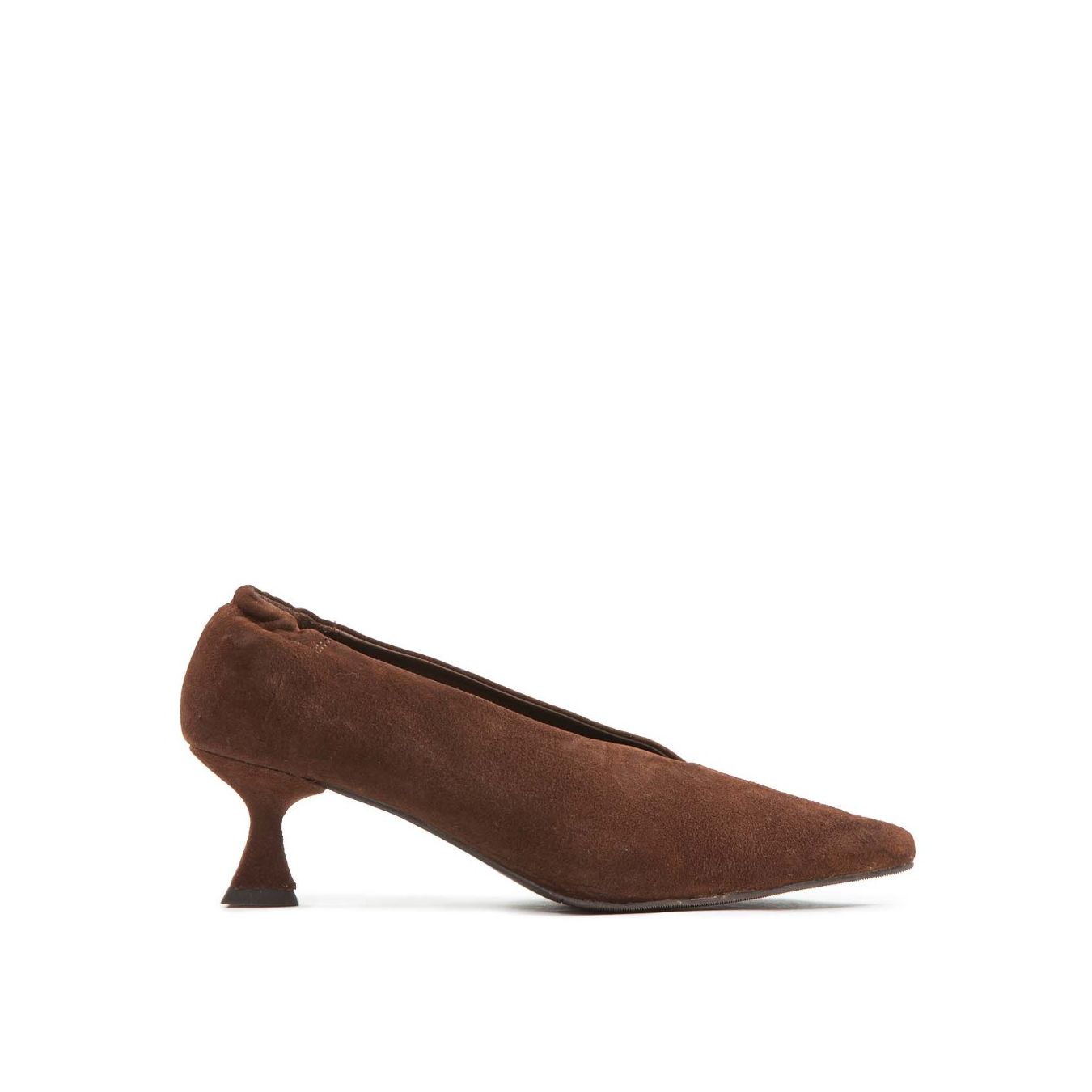 decollete SCOLLO V in camoscio marrone