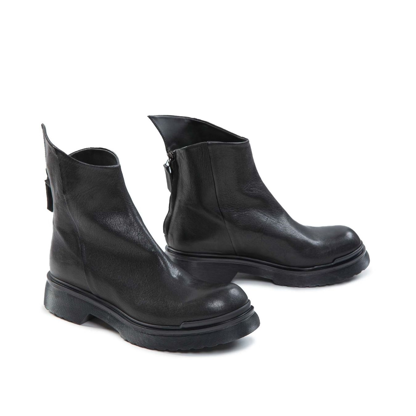 dolani biker asimmetrico in pelle nera 