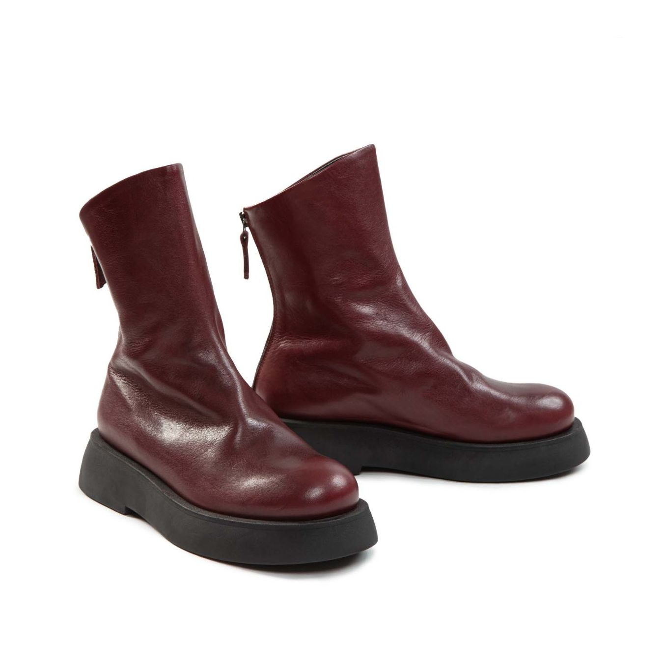 dokani biker con cerniera posteriore in pelle bordeaux 