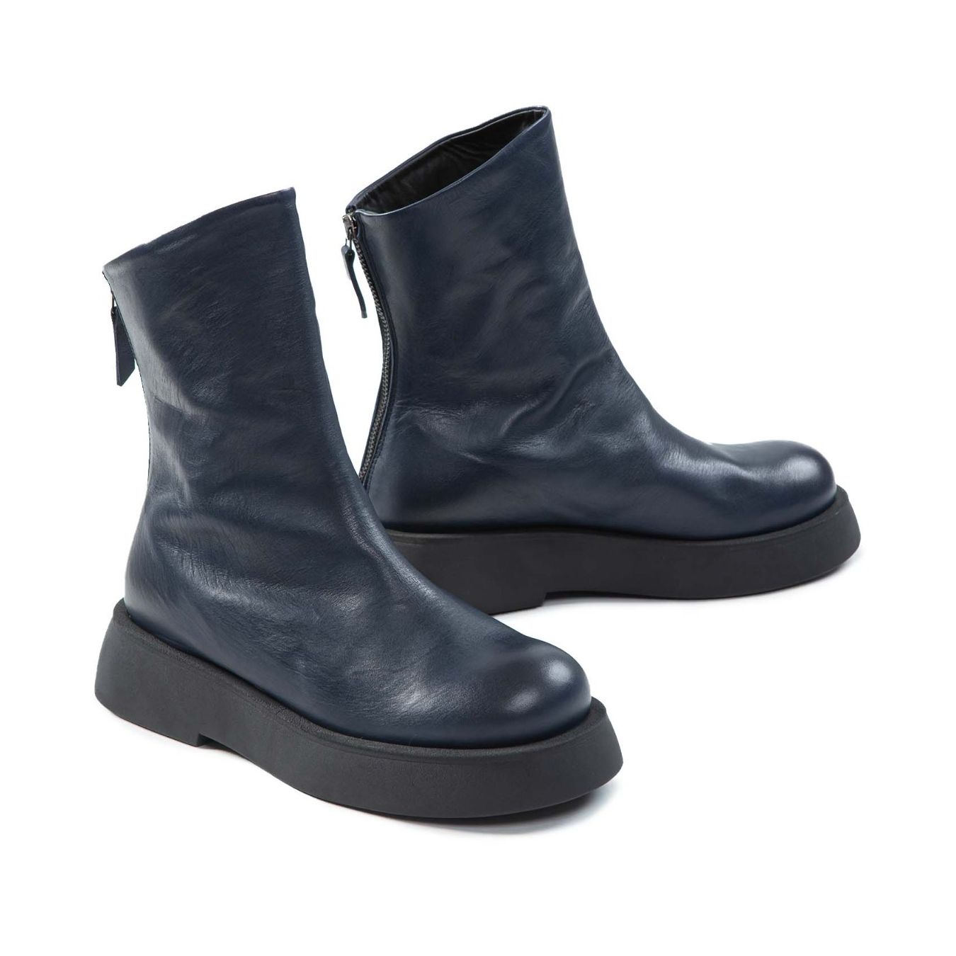 dolani biker platform in pelle blu lato