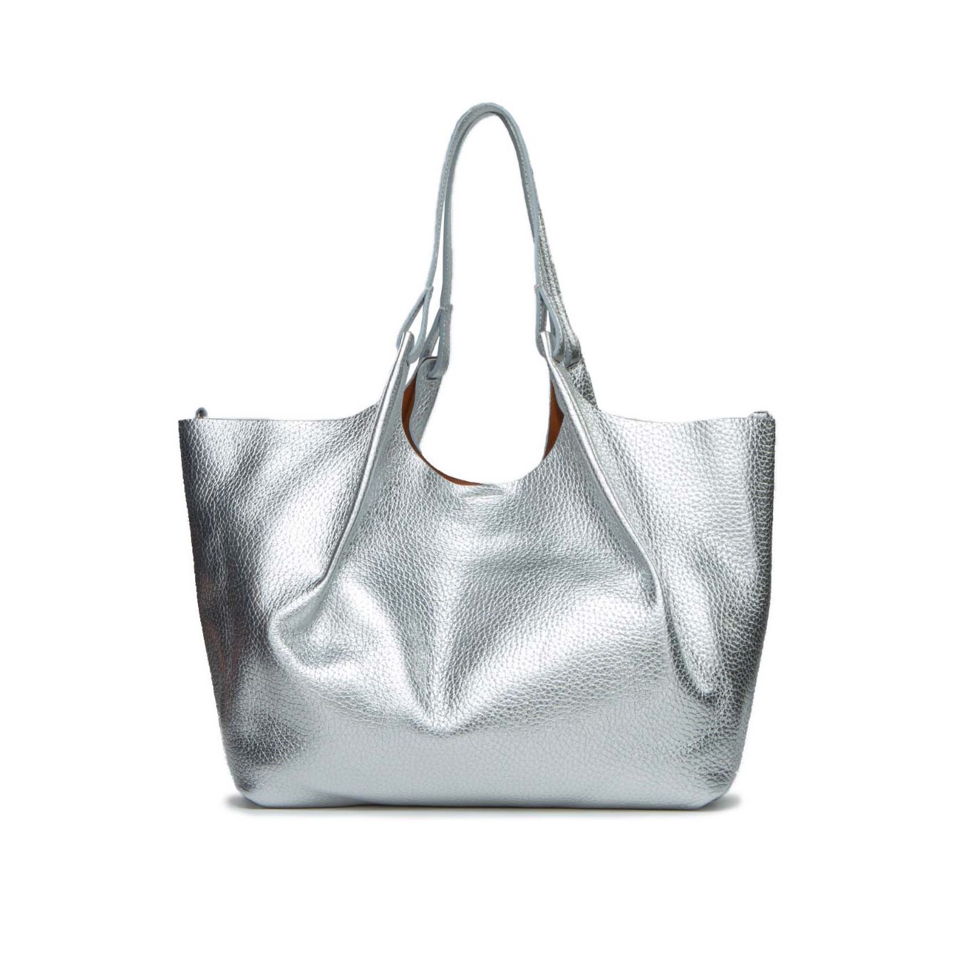 shopper DUA large in pelle argento 