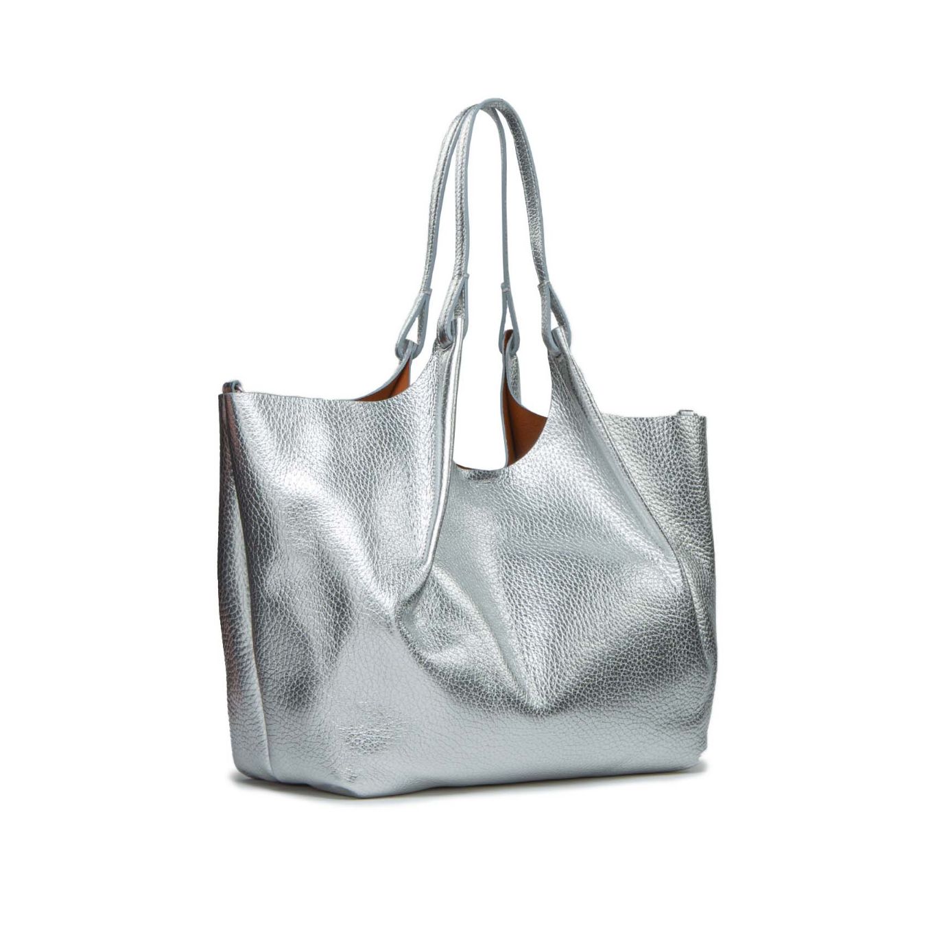 shopper DUA large in pelle argento 