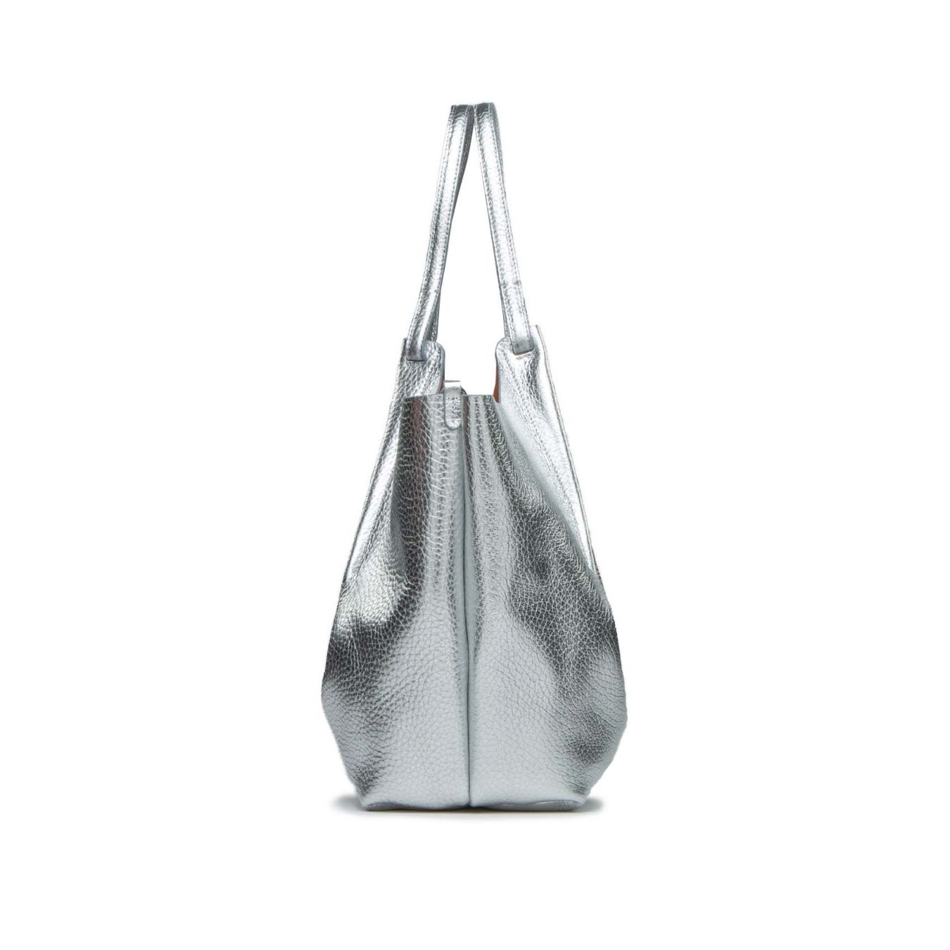 shopper DUA large in pelle argento 