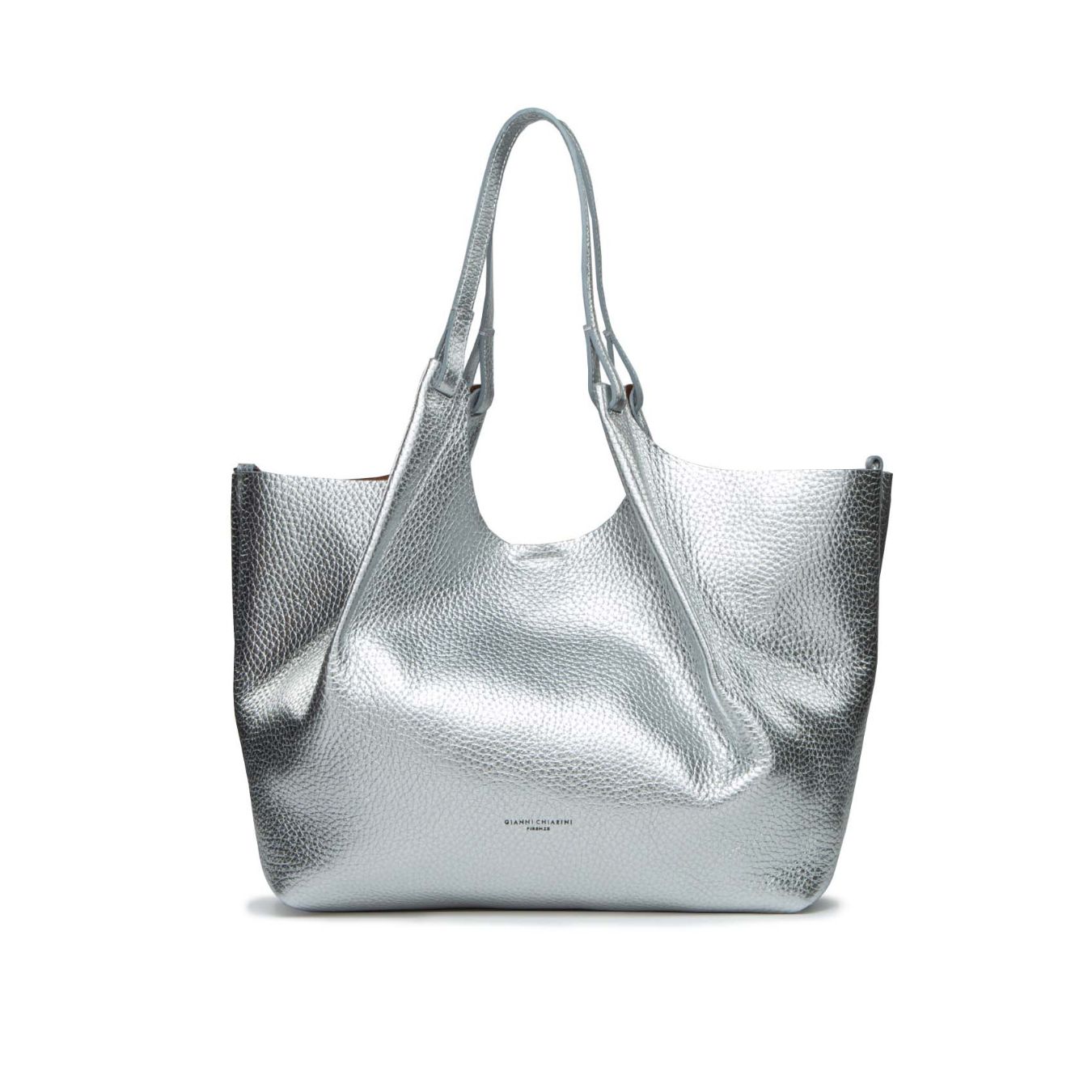 shopper DUA large in pelle argento 