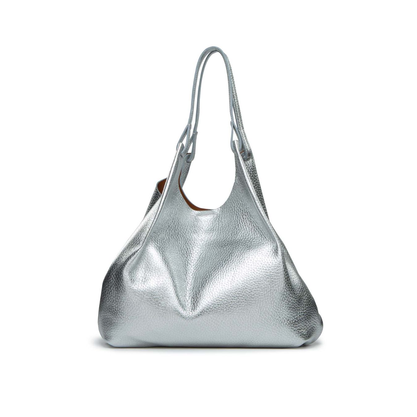 shopper DUA large in pelle argento 