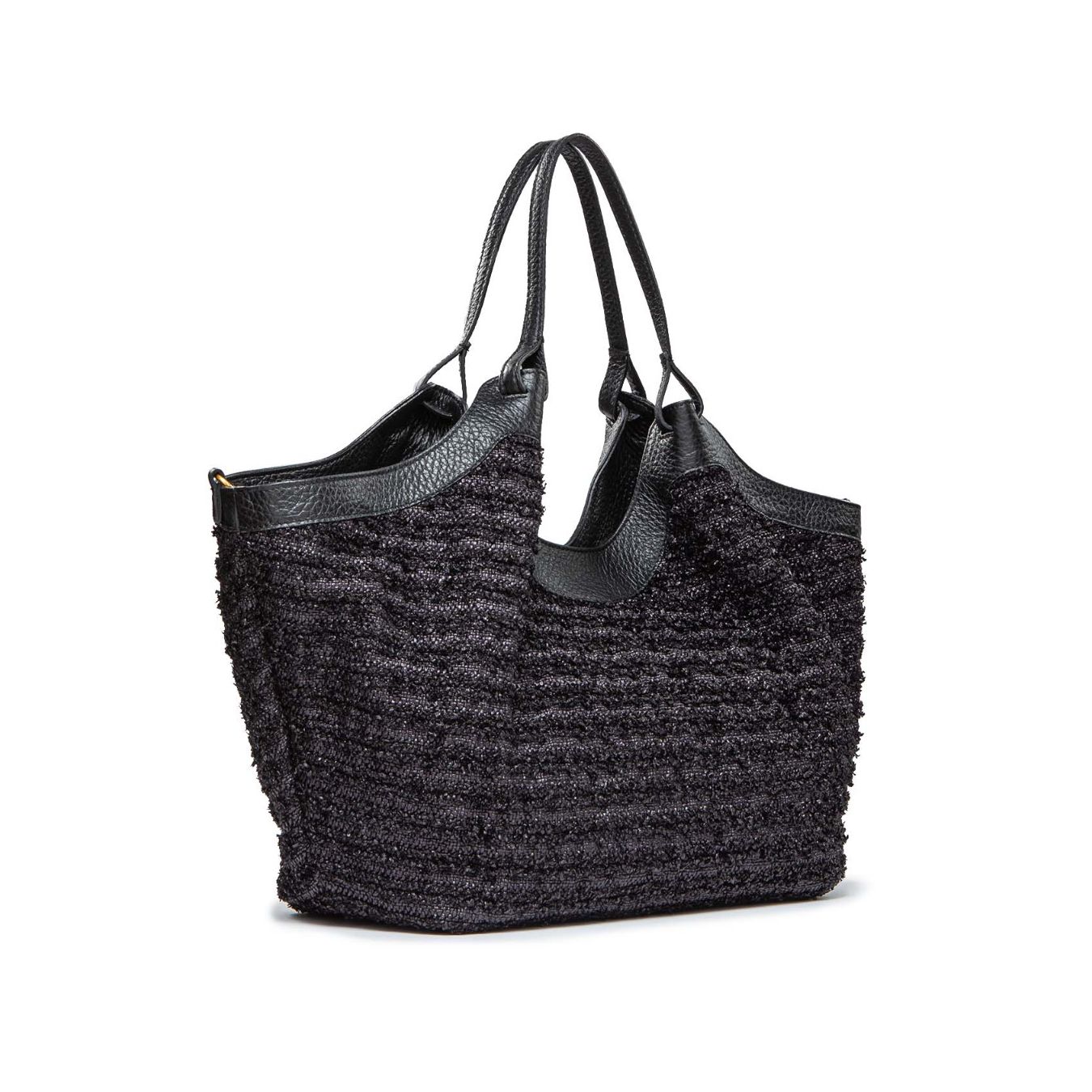 borsa shopper DUA large in paglia nera 