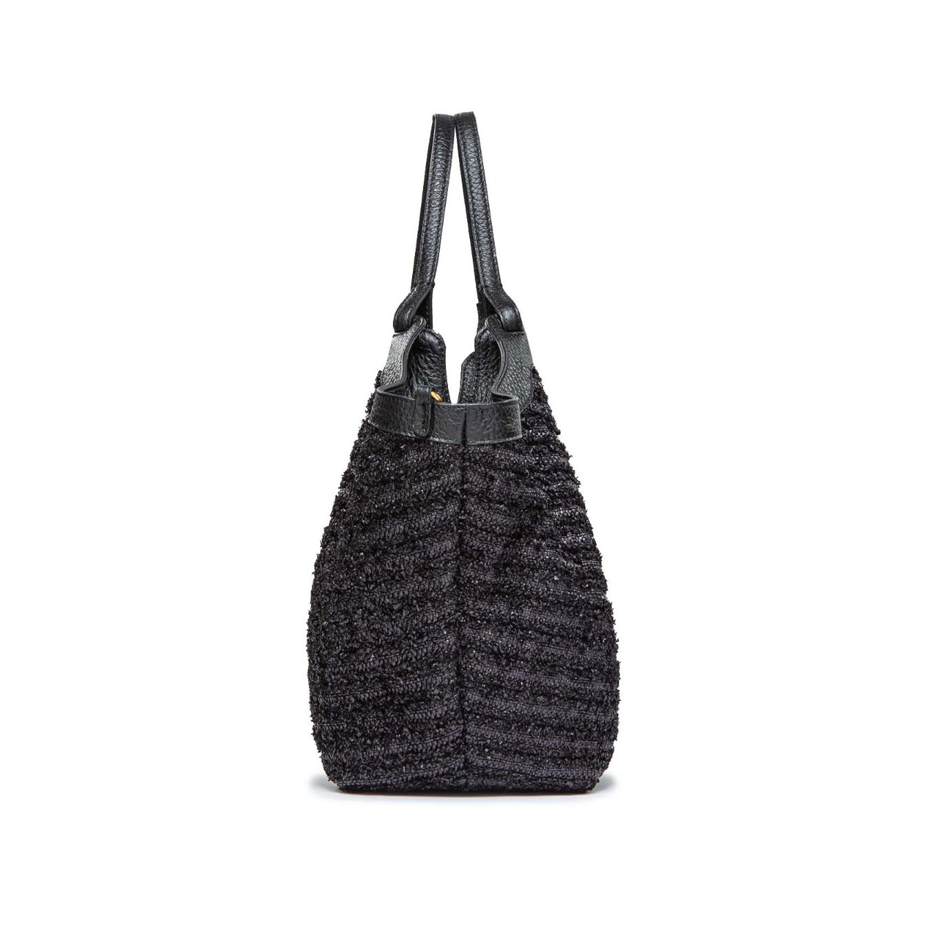 lato shopper DUA large in paglia nera 