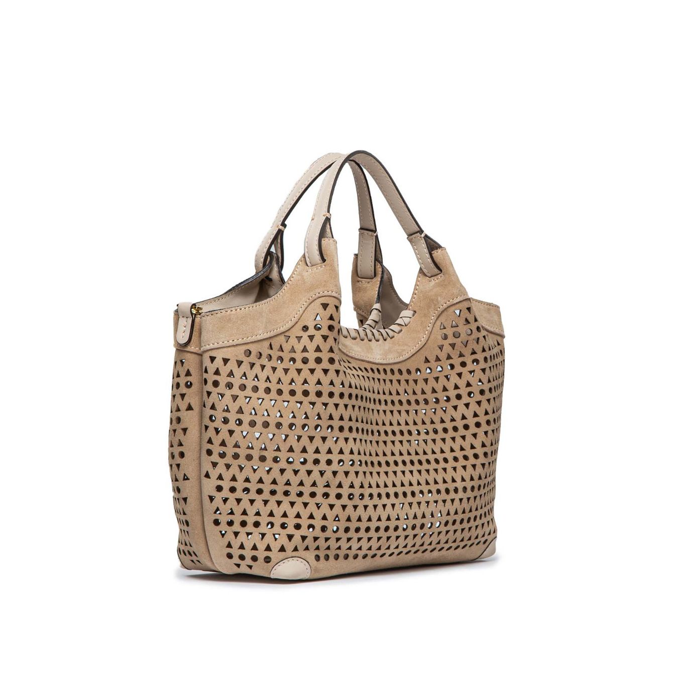 shopper DUA media in camoscio forato sughero