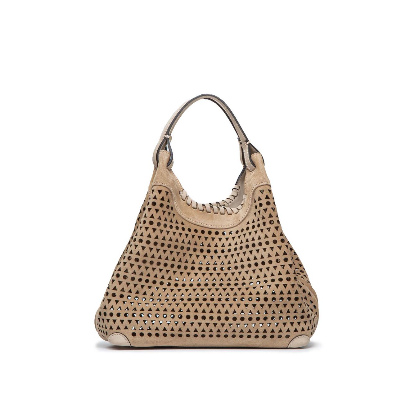 shopper DUA media in camoscio forato sughero