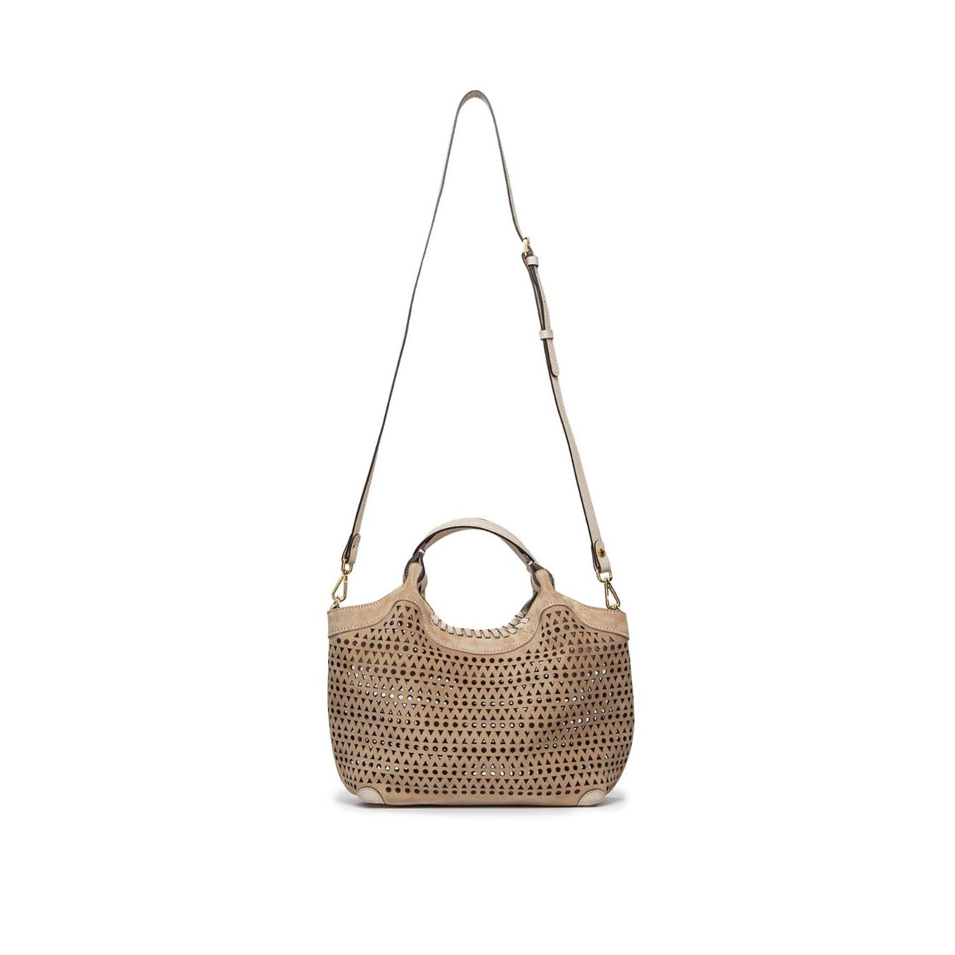 shopper DUA media in camoscio forato sughero con tracolla