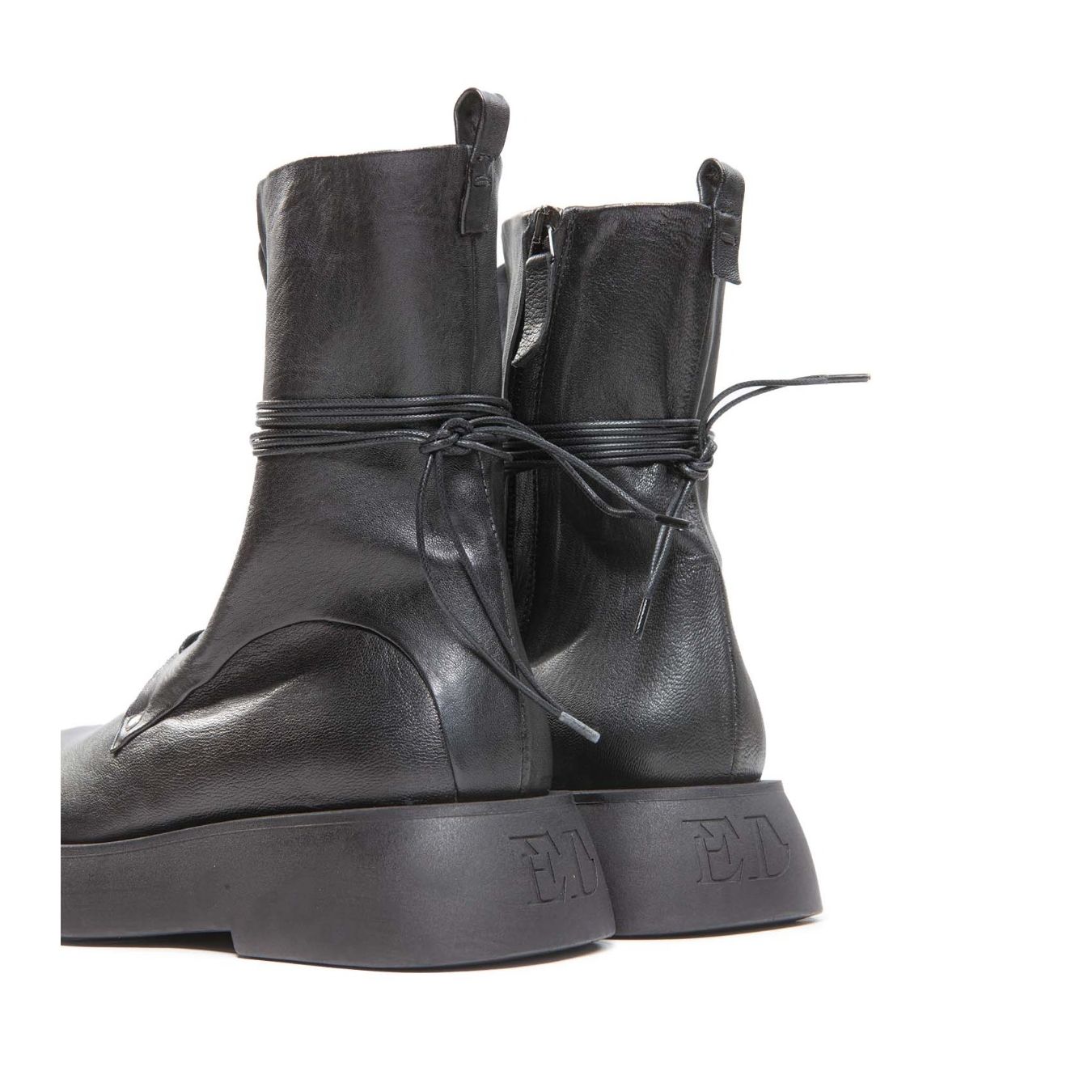 ernesto dolani anfibi platform in pelle nera dietro