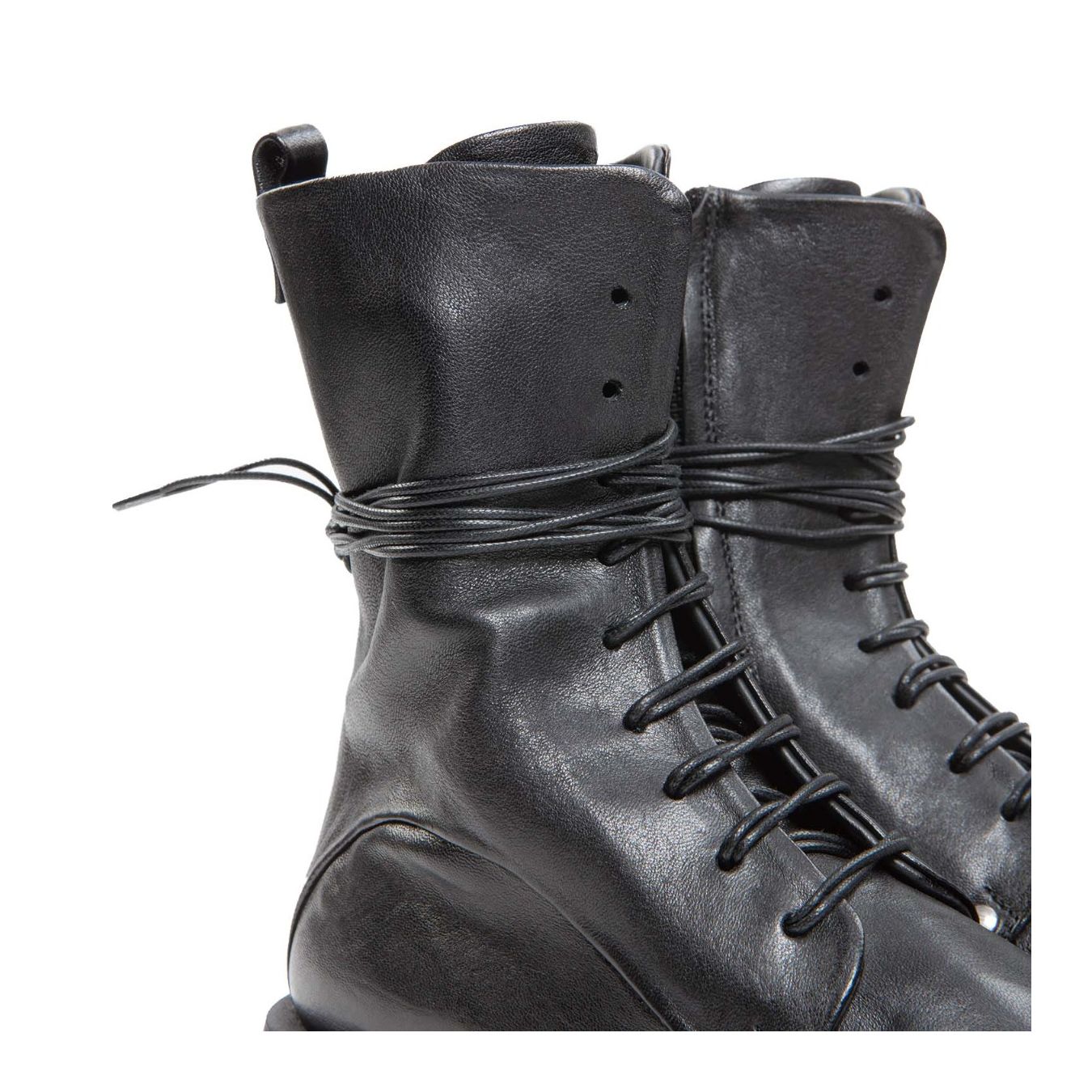 ernesto dolani anfibi platform in pelle nera lacci