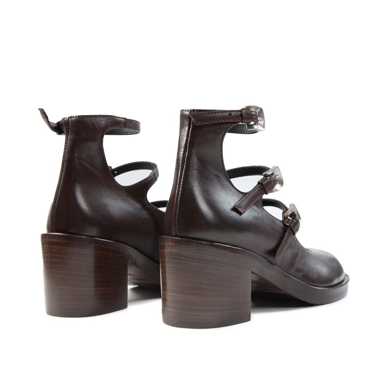 ernesto dolani bebe con fibbie in pelle amaranto tacco