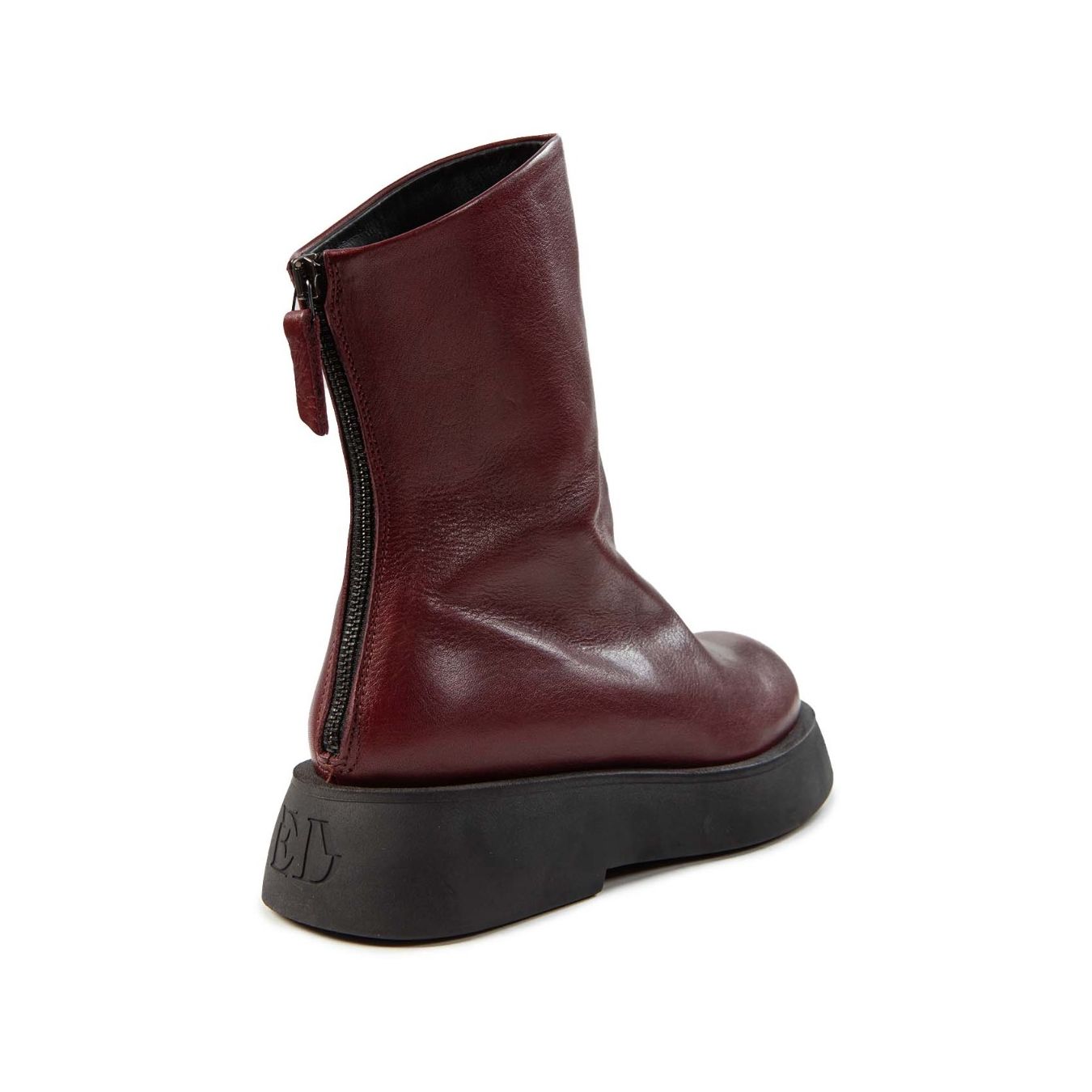 dokani biker con cerniera posteriore in pelle bordeaux  dietro