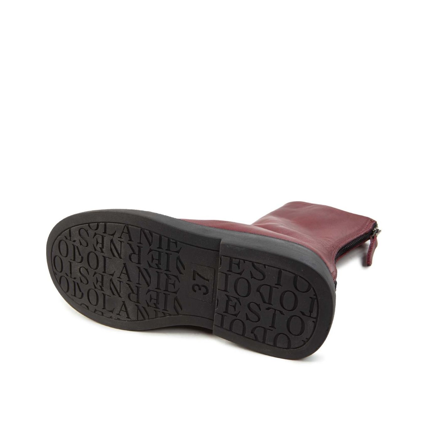 dokani biker con cerniera posteriore in pelle bordeaux  suola