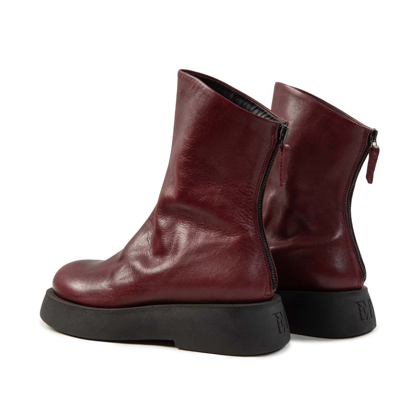 dokani biker con cerniera posteriore in pelle bordeaux  zip