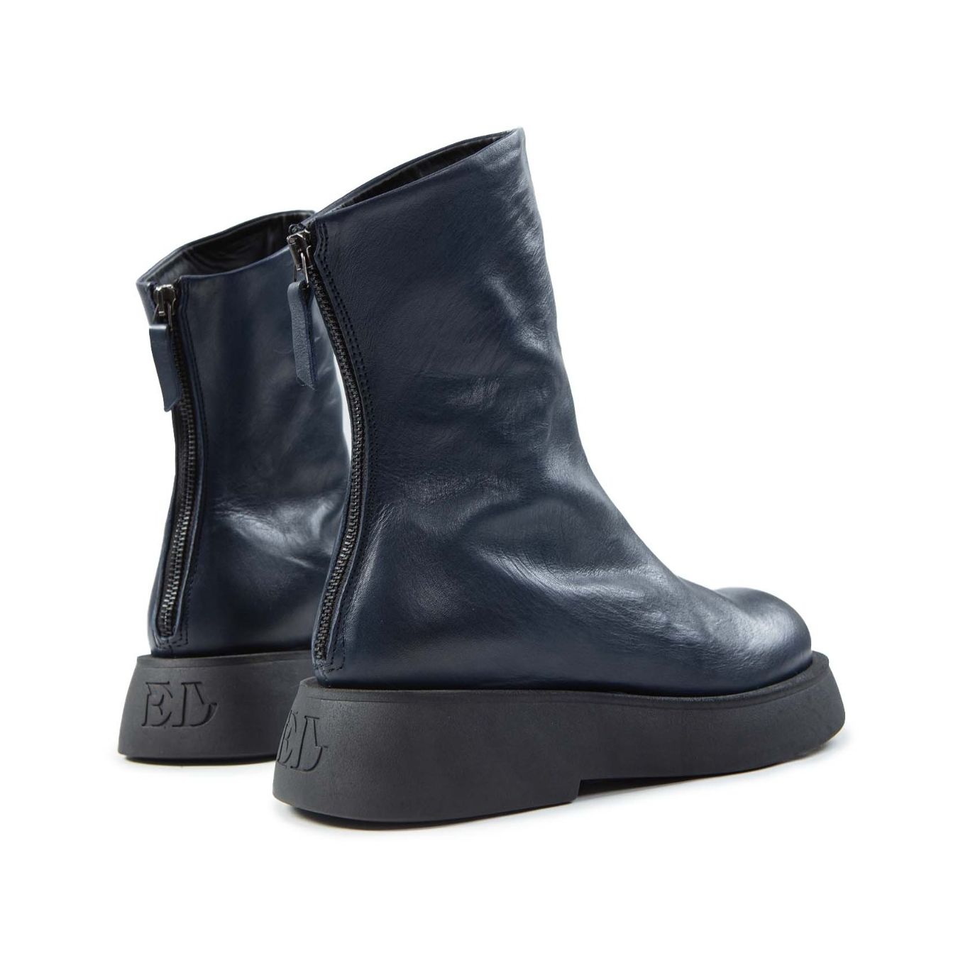 dolani biker platform in pelle blu lato