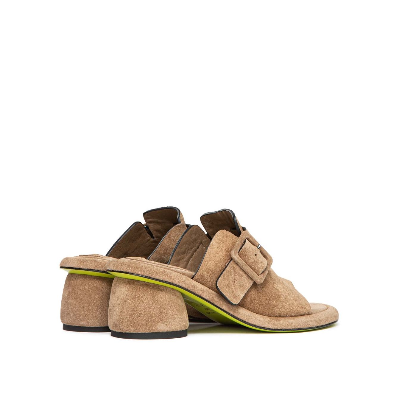 sabot con fibbia in camoscio beige ernesto dolani tacco