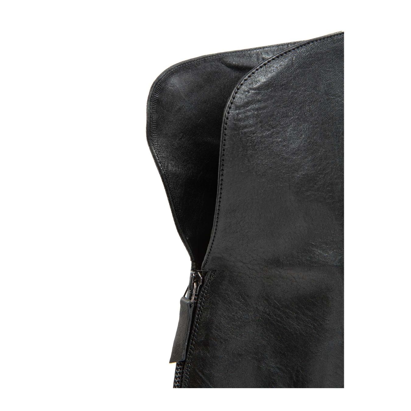 ernesto dolani stivali cuissard in pelle nera zip