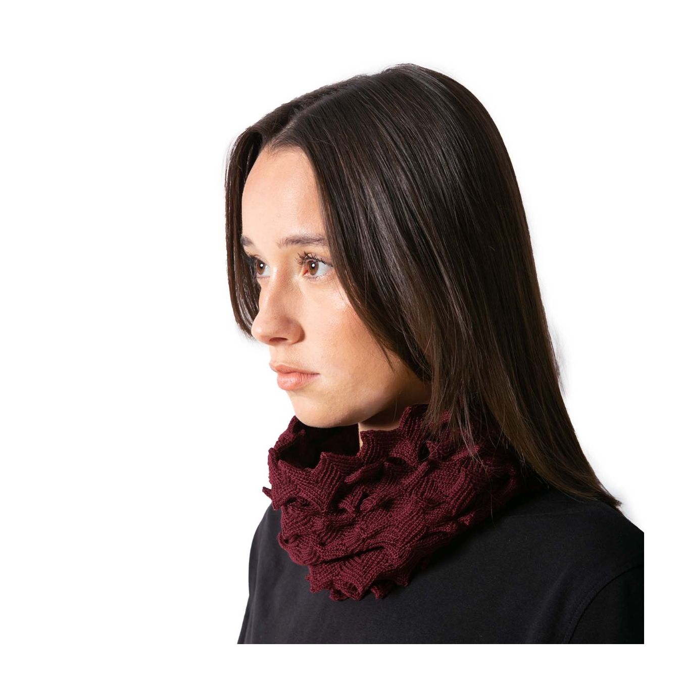 fascia EGG in lana bordeaux collo lato