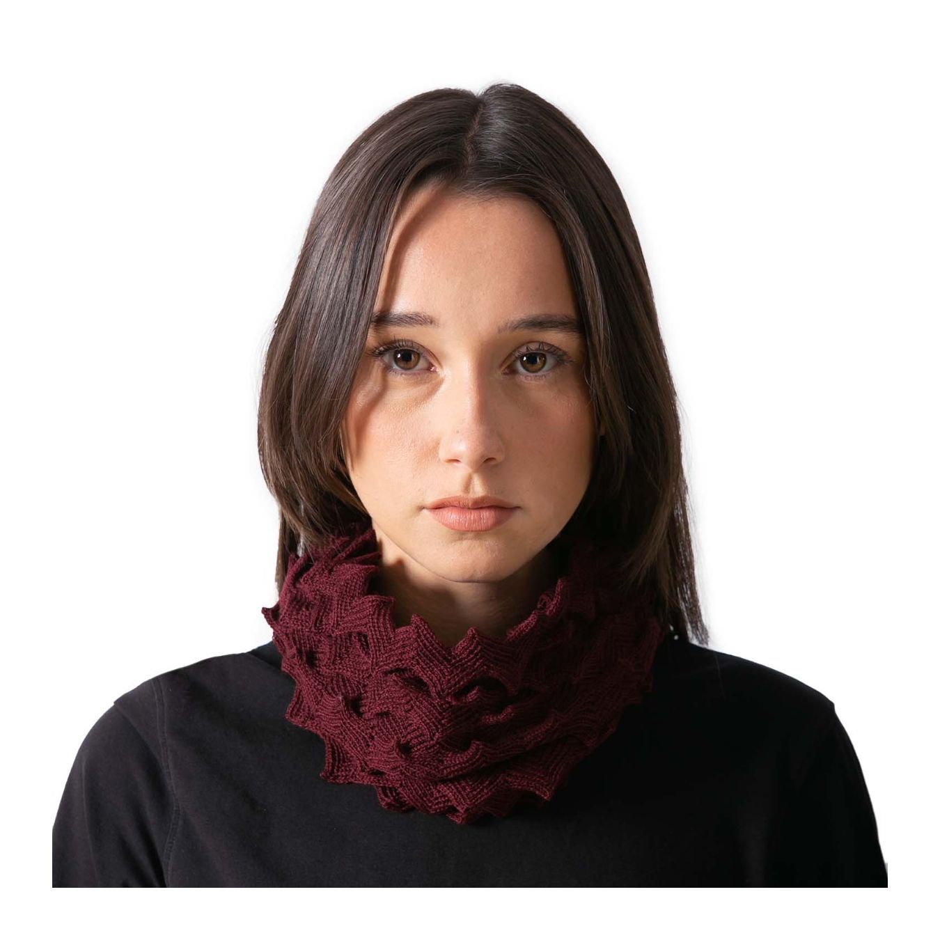 fascia EGG in lana bordeaux collo