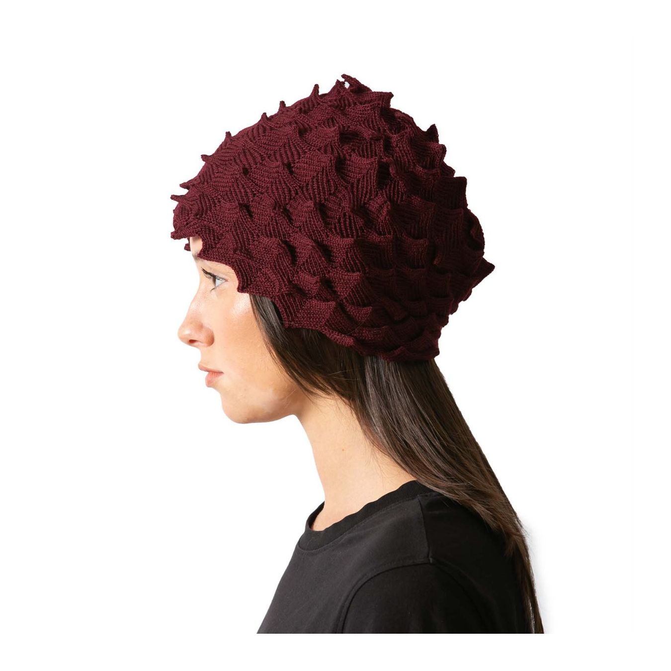 fascia EGG in lana bordeaux profilo