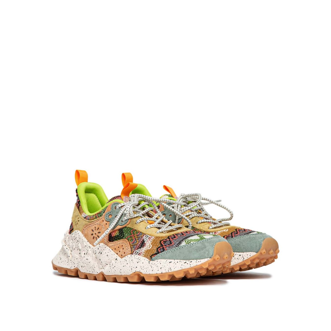 flower mountain sneakers KOTETSU in tessuto spigato multicolore con lacci