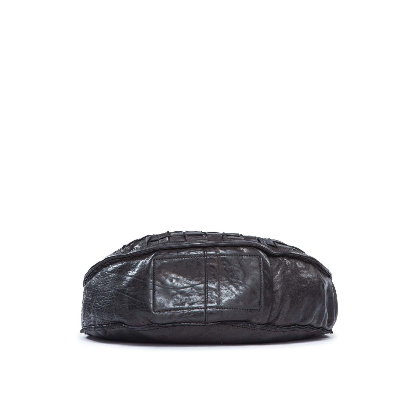 borsa tonda a tracolla in pelle nera