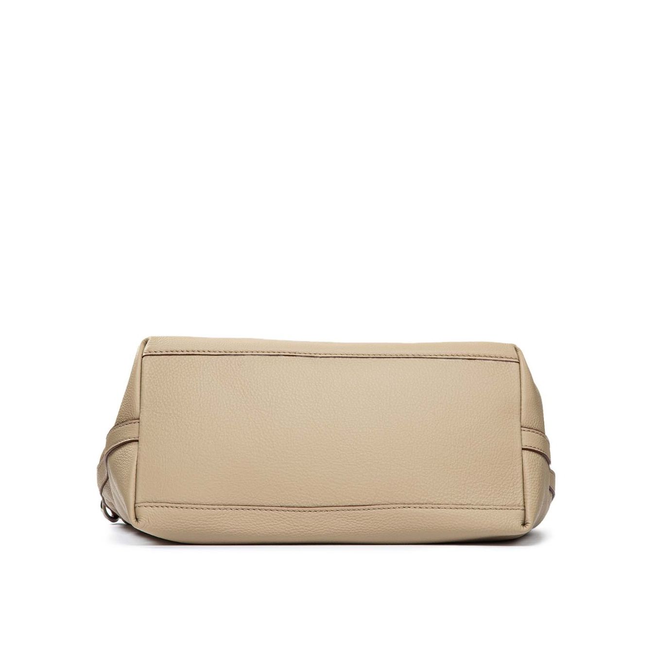 borsa Duna in pelle beige con dettagli in tessuto