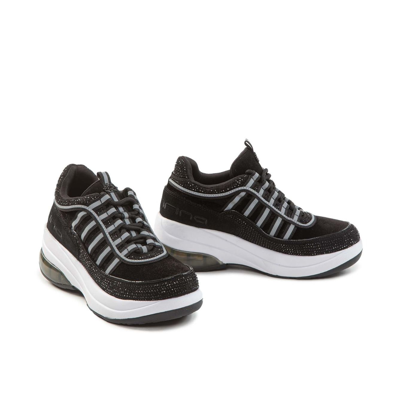sneakers UP STRASS nera lato