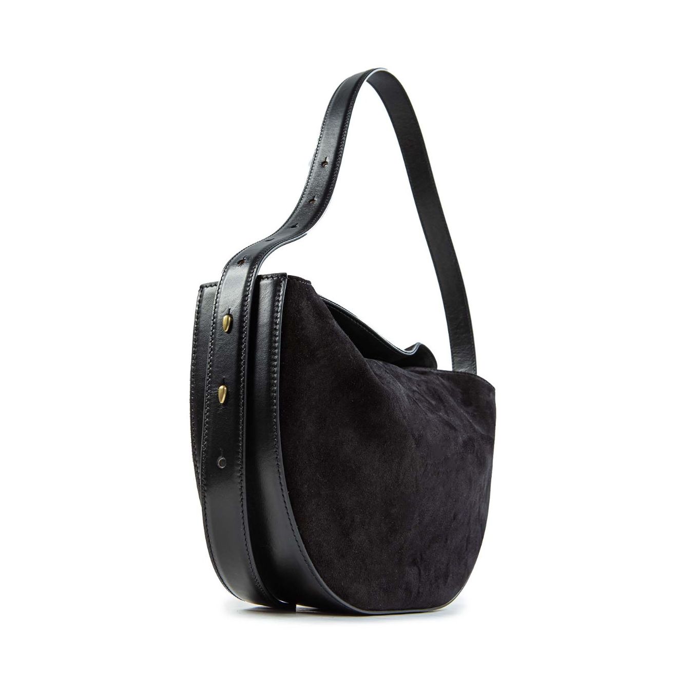 gava monospalla OPHELIA in camoscio nero lato