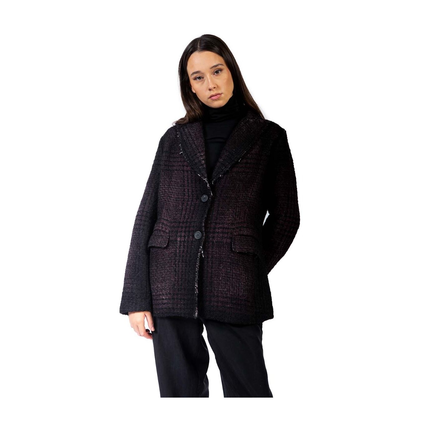avant toi giacca principe di galles in lana bordeaux chiusura bottoni