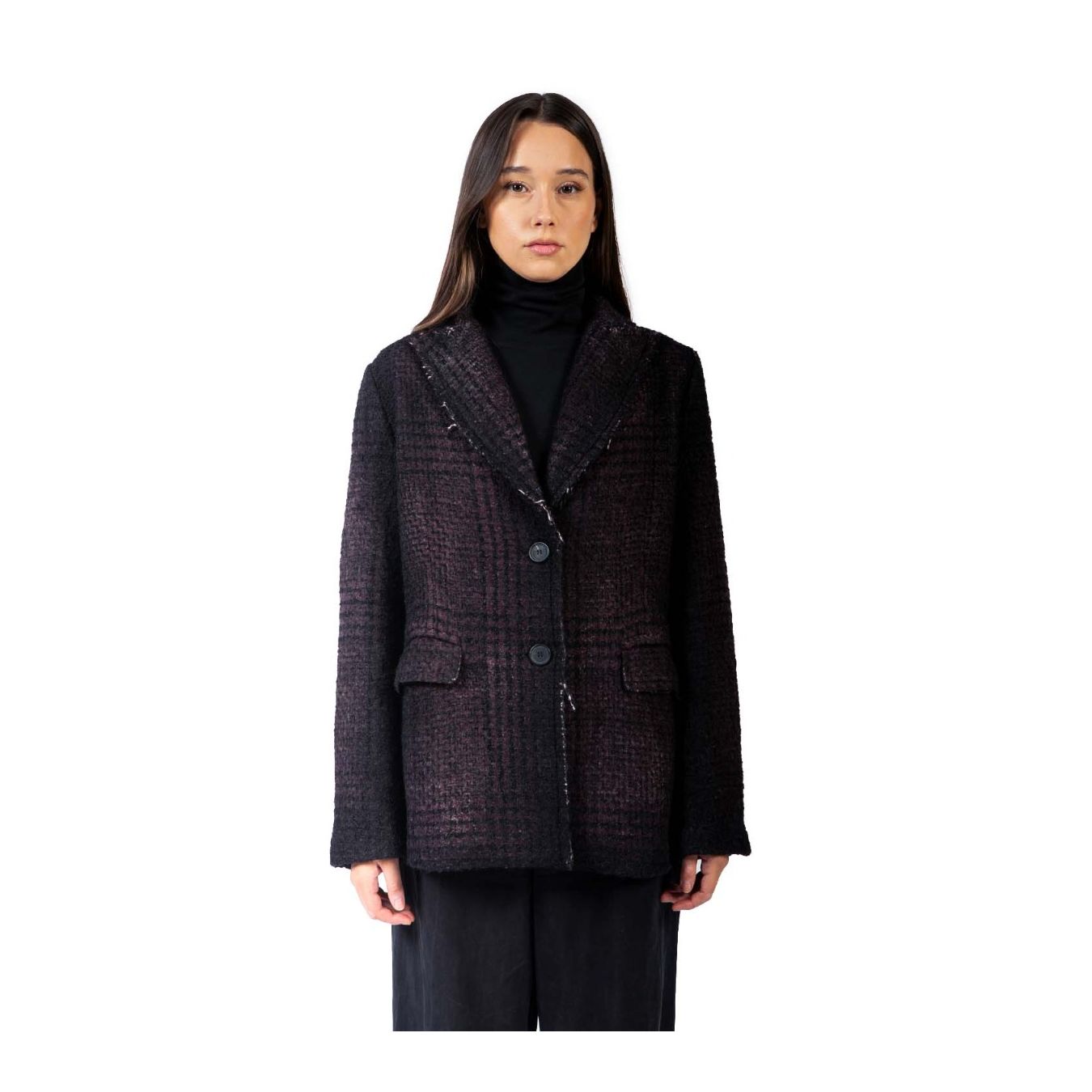 giacca principe di galles in lana bordeaux