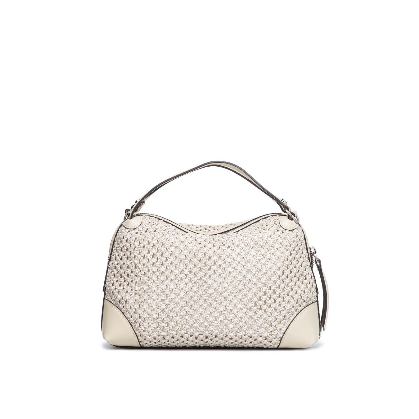 bauletto alifa in raffia bianca