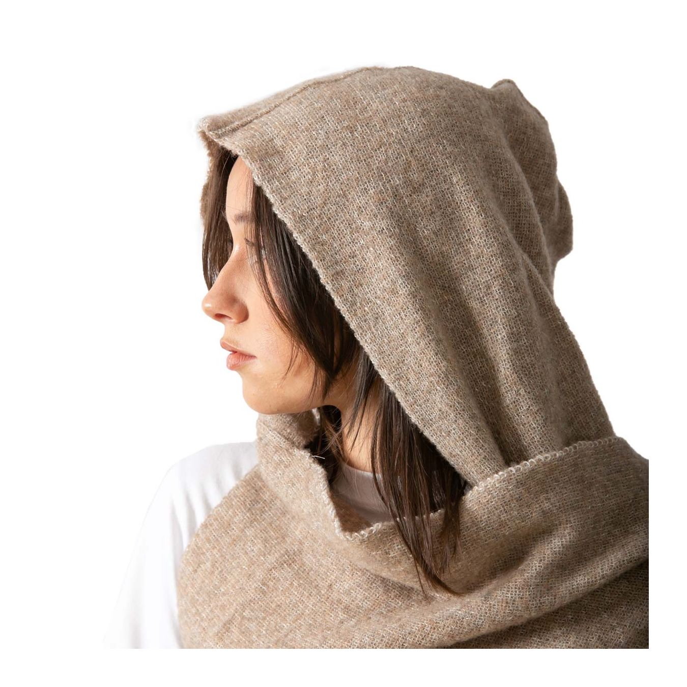 gilet MOSCA tortora  con cappuccio lato