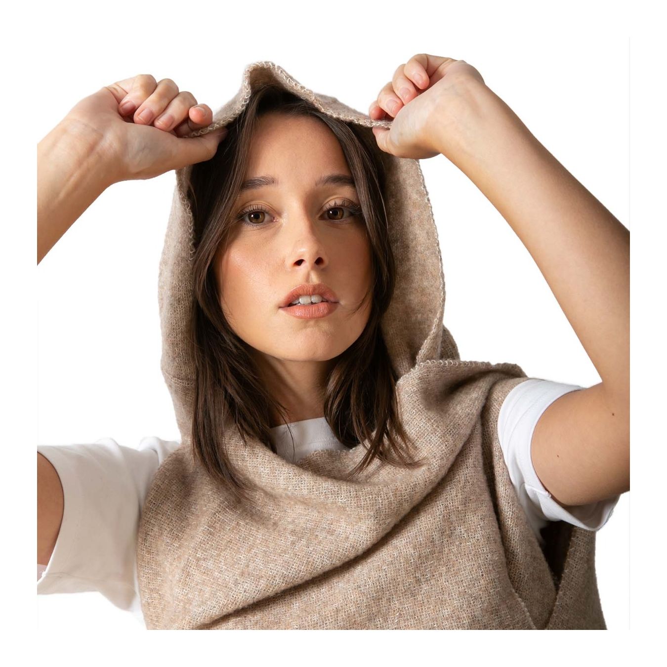 gilet MOSCA tortora  con cappuccio