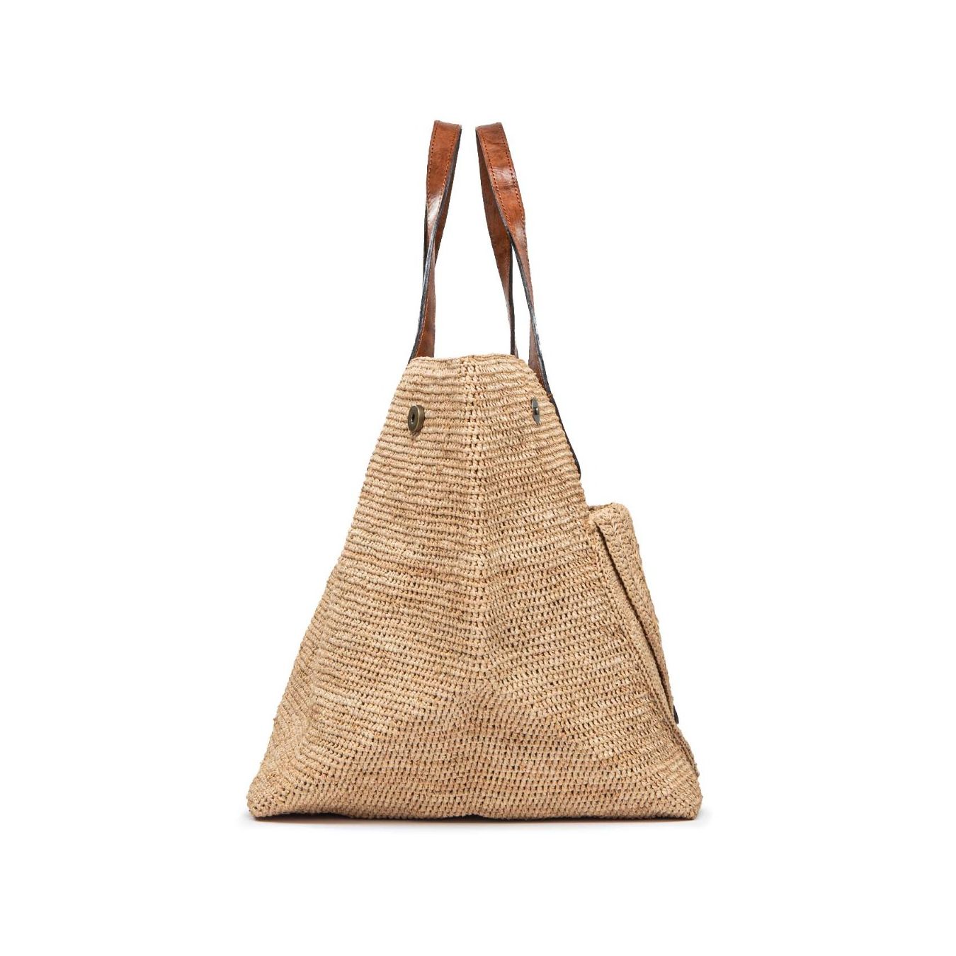IBELIV maxi shopper LAZA in paglia sabbia manici